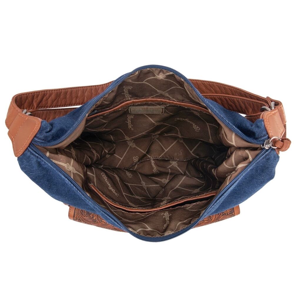 Wrangler Floral Tooled Denim Crossbody - Navy *NEW in Package* - Picture 4 of 5